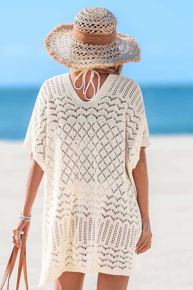 Cupshe Women's Crochet Lace Elegant Cover-Up Dress, Medium, Beige Cupshe Women's Crochet Lace Elegant Cover-Up Dress, Medium, Beige