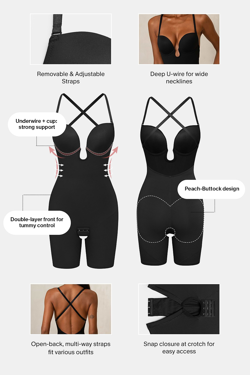 Body gainant bretelles réglables maintien léger