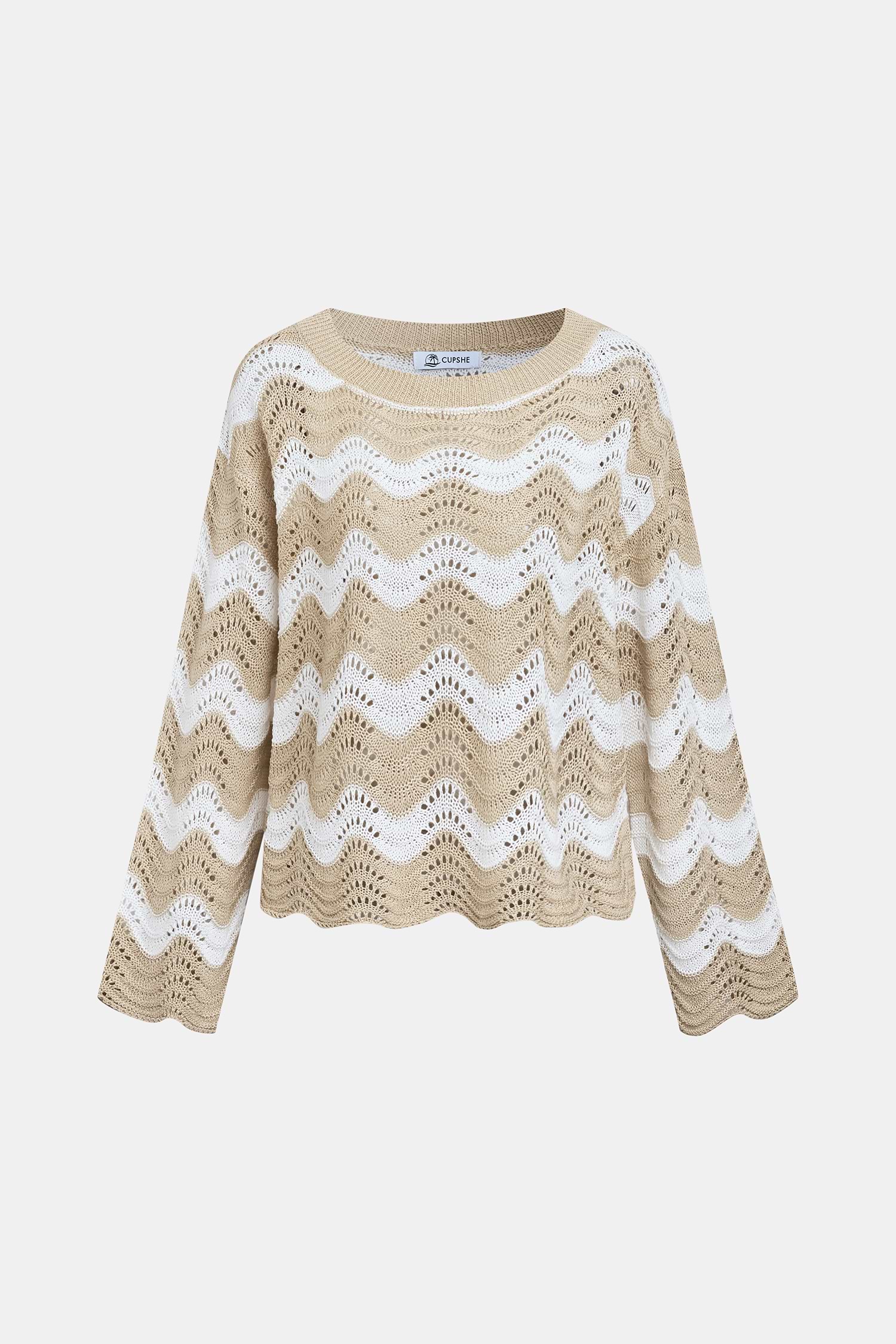 Striped Open-Knit Cover-Up Top for Beach Vacation