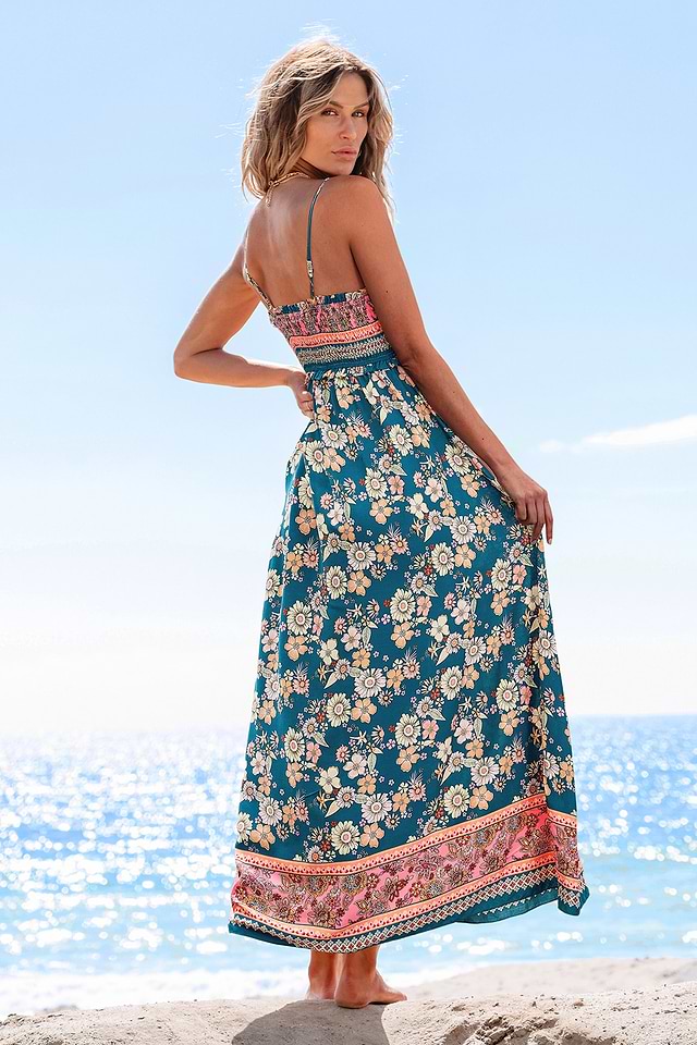 Hawaiian Maxi Dress Tropical Floral Bridesmaid Dresses Spring Blooms Floral  Maxi Dress