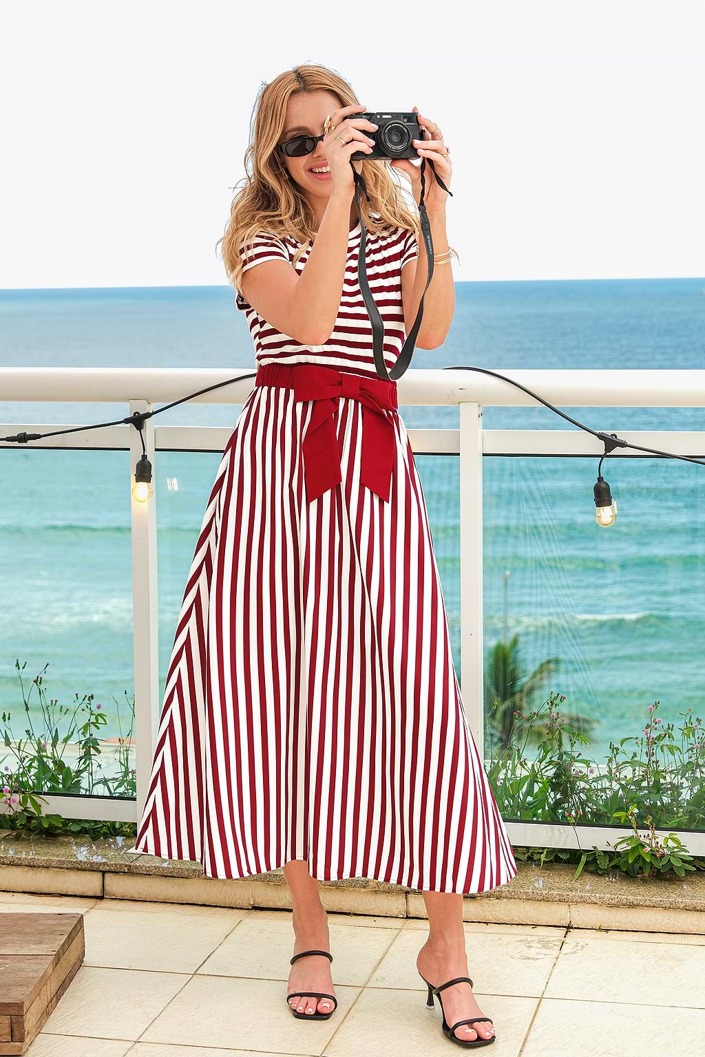 Cerise Striped Maxi Dress