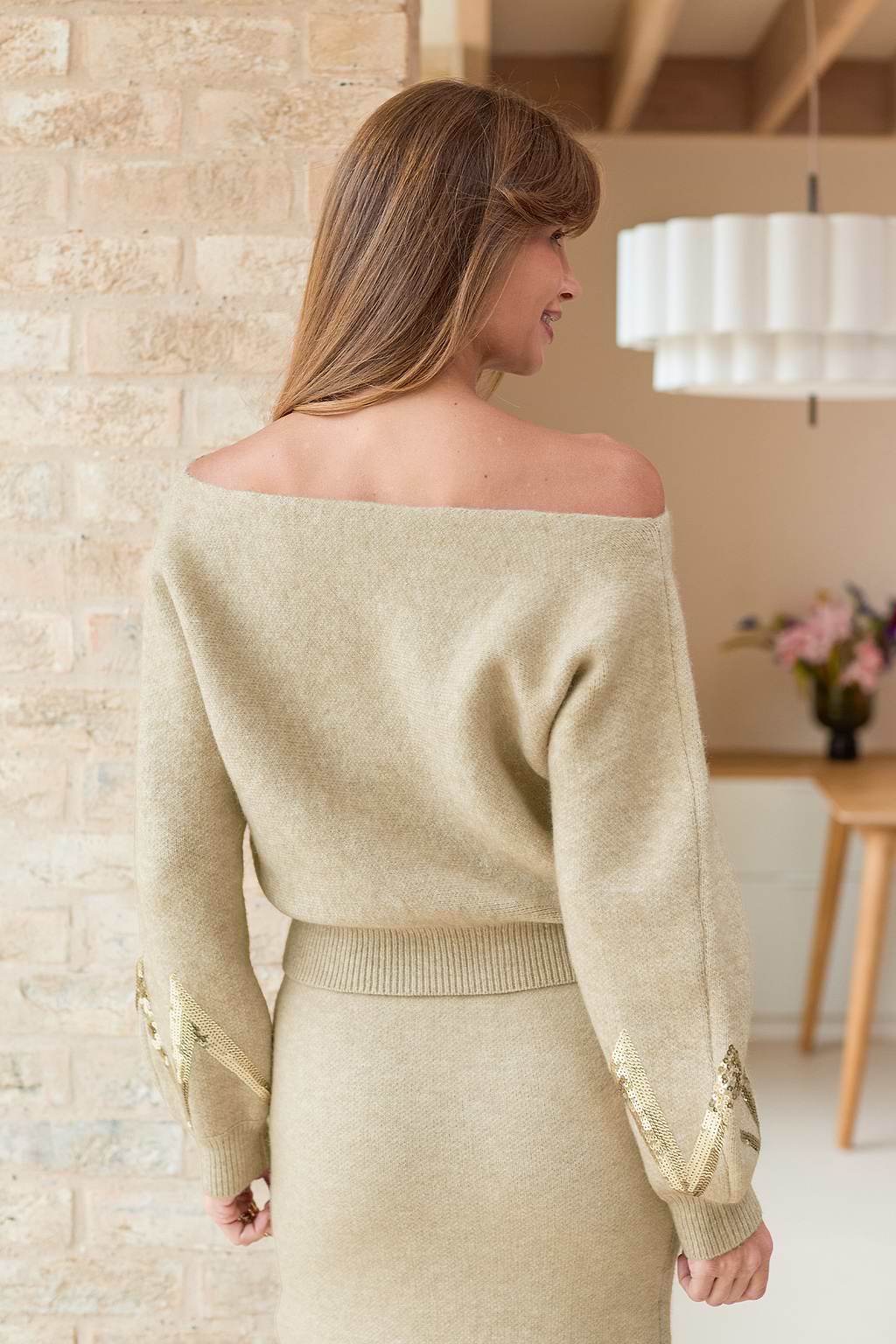 Gold Sequin Off-Shoulder Jumper