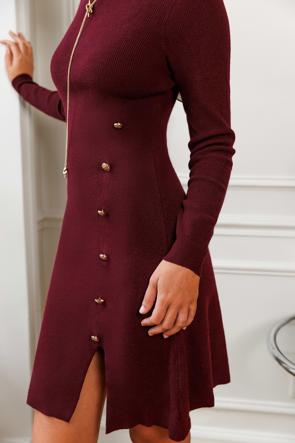 Sweet Wine Red Sweater Dress