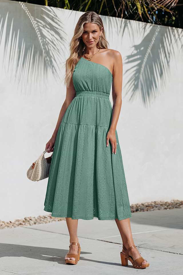 asymmetrical neck midi dress Asymmetrical-neck midi-dress - Women