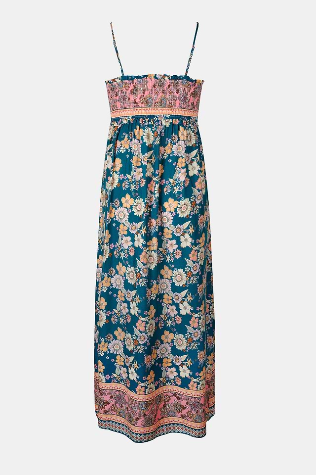 knee length dresses for ladies Maxi Dress for Women Spring Casual Spaghetti Strap Floral Sundress Fla –  Divahotcouture main image 0