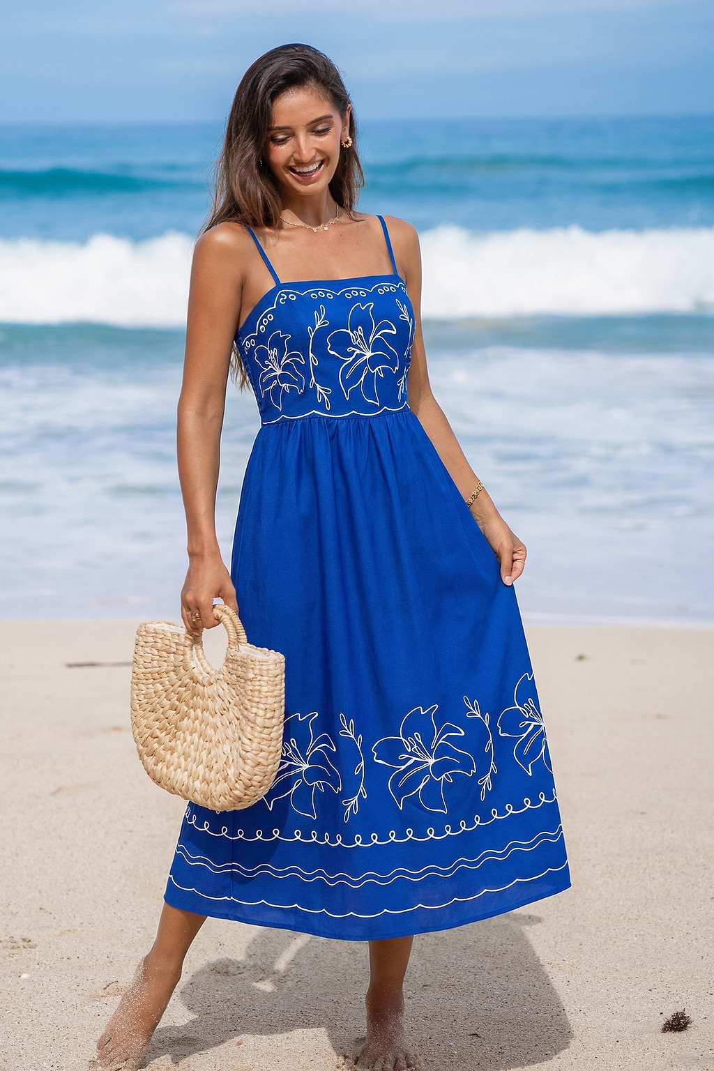 Baanbrekende midi-jurk met bloemenprint