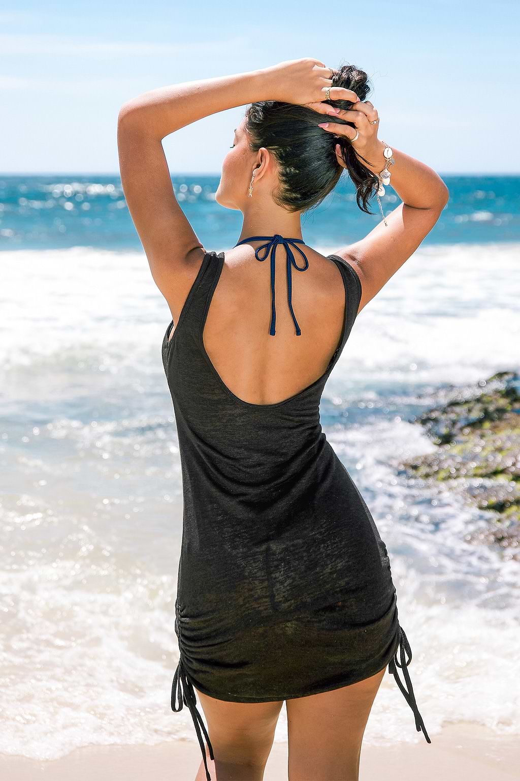 Camera Shy Black Cover-Up Mini Dress