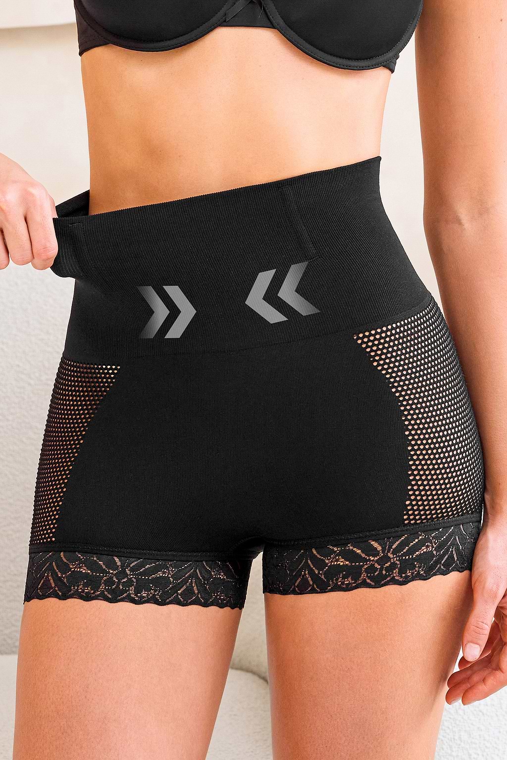 Leichte Kompression High-Waist Shapewear-Slip in Schwarz