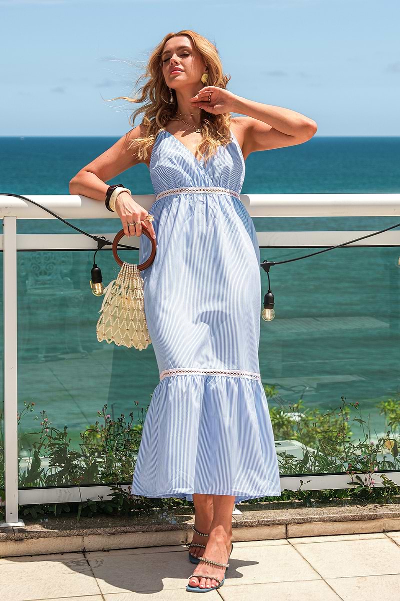 Bubbly Personality Striped Maxi Dress