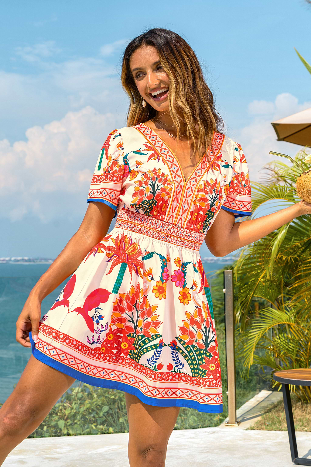 So Eccentric Tropical Mini Dress