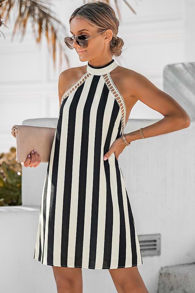 black short sleeve mini dress Contrast Stitch Polo Knit Black Mini Dress