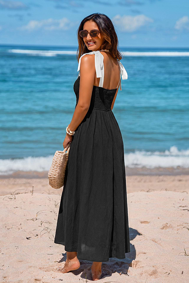 Cupshe Cabana Date Black Maxi Dress - Black - M