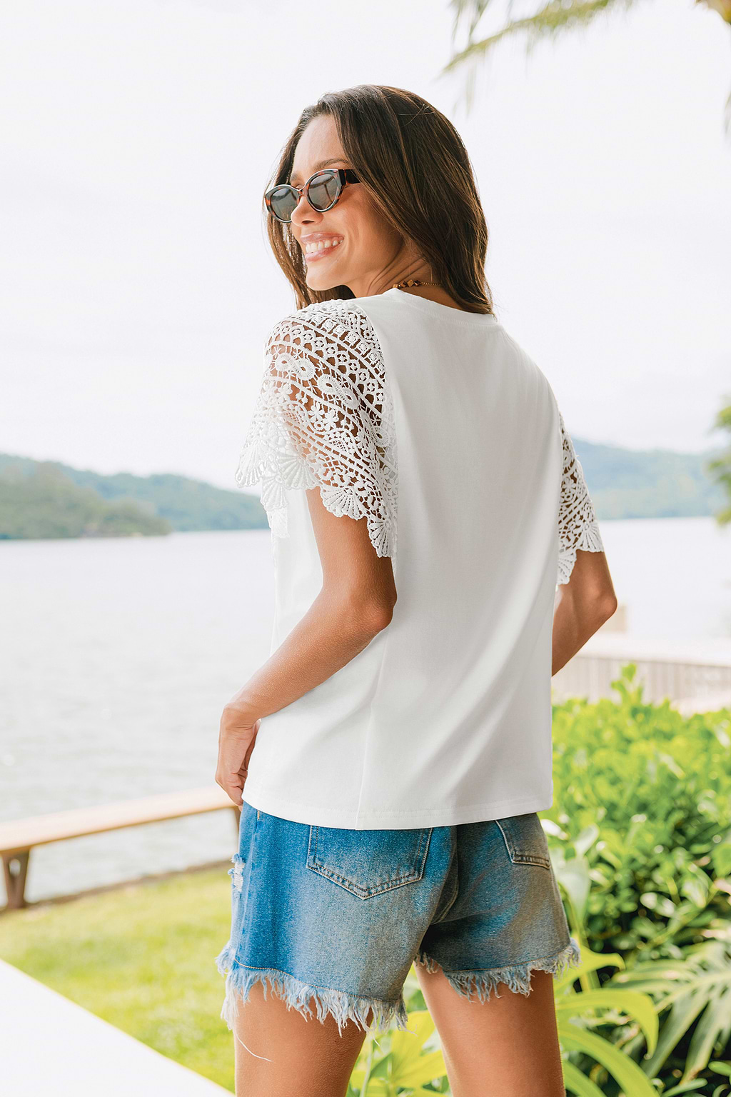 Weißes Kurzarm T-Shirt