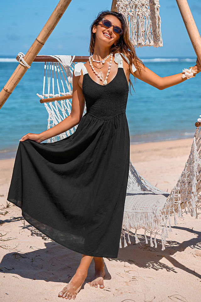 Cupshe Cabana Date Black Maxi Dress - Black - M