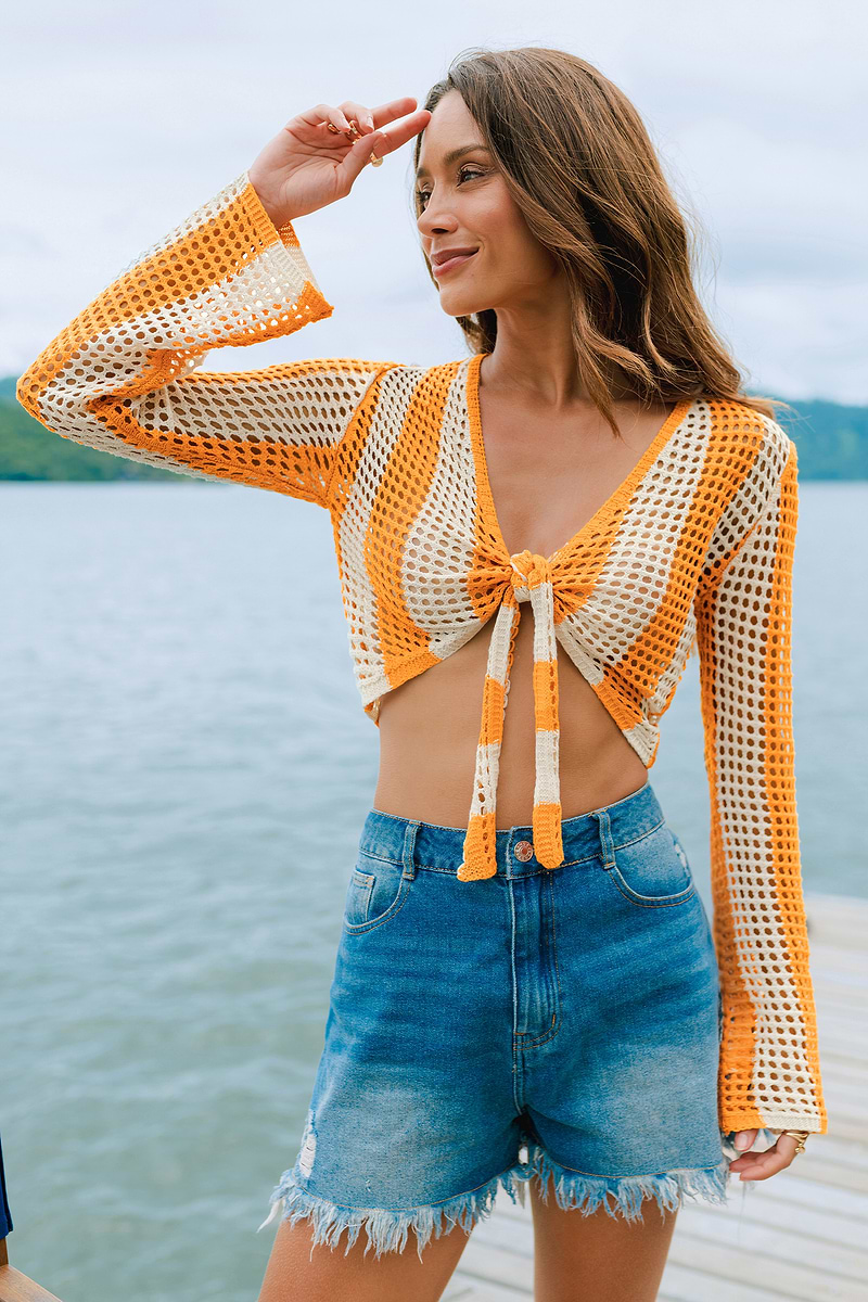 In the Groove Striped Cover-Up Top