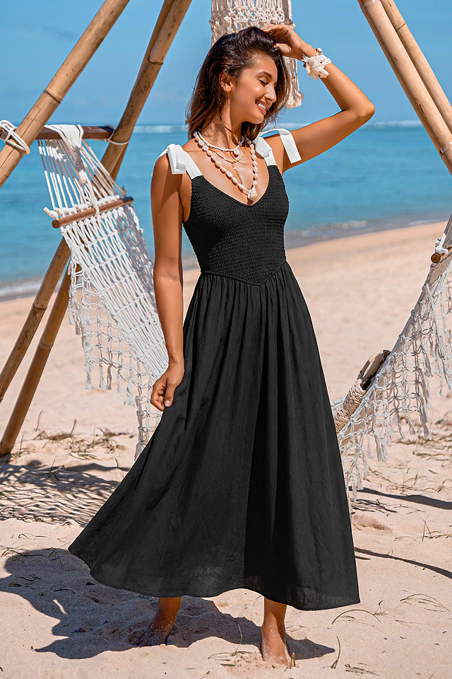 black long beach dress Romantic Spaghetti Straps Floral Lace Beach Wedding Dresses WD591 US12 / Custom Color