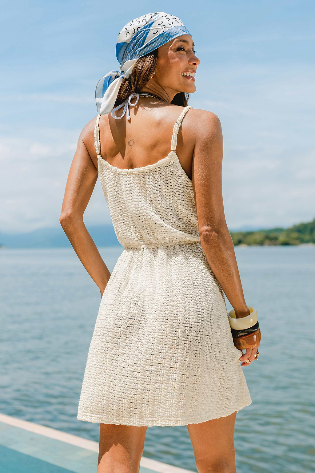 Heads Up Beige Cover-Up Mini Dress