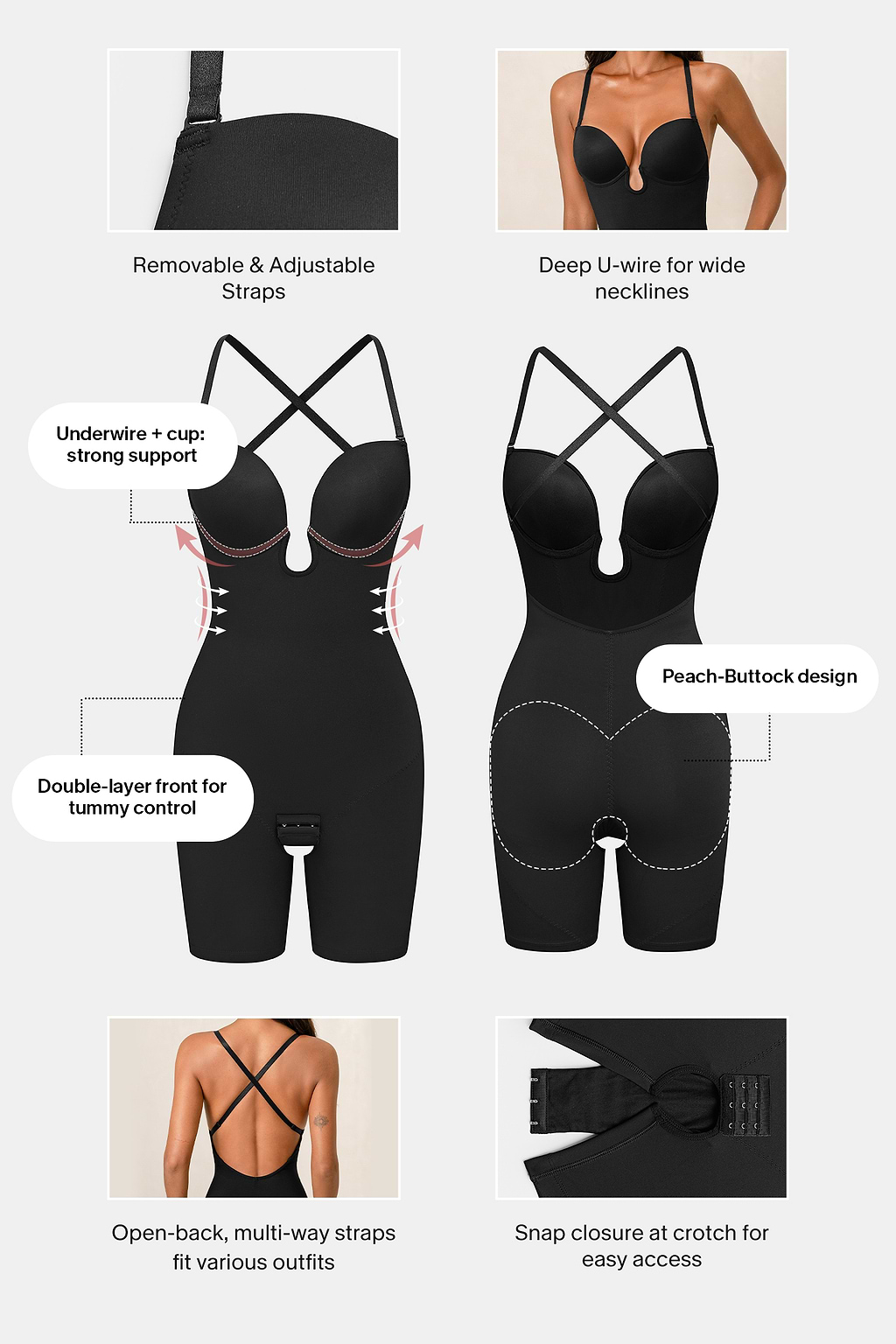 In My Favor Black Shapewear Bodysuit
