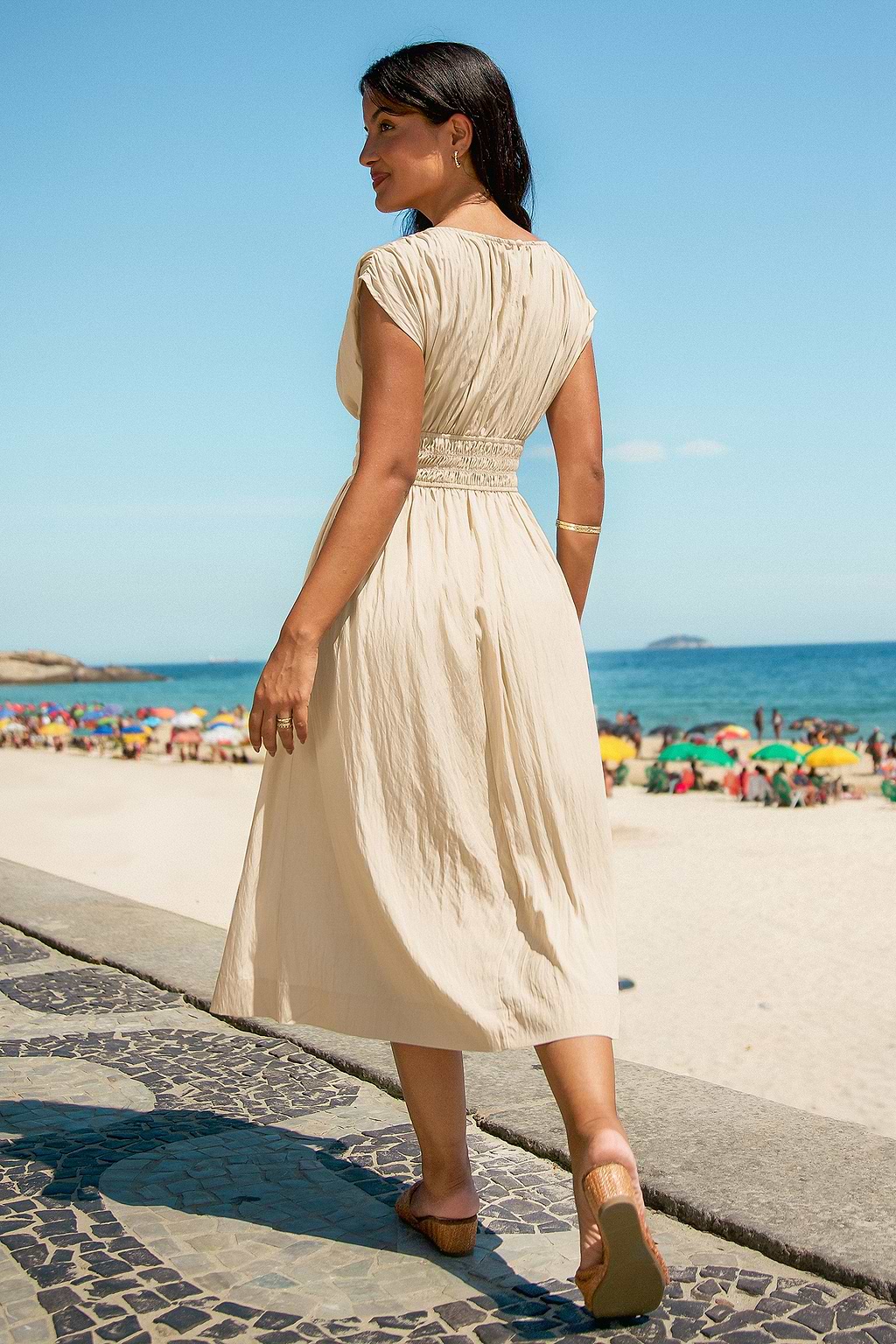 Push Your Luck Khaki Midi Dress