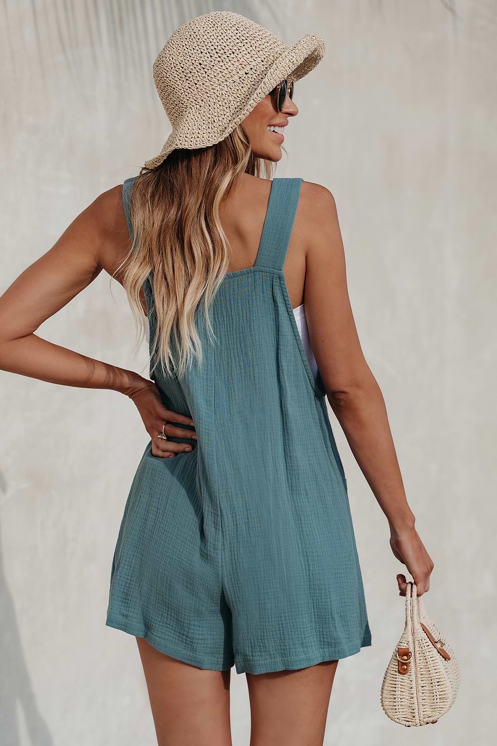 Patch Pocket Pinafore Romper