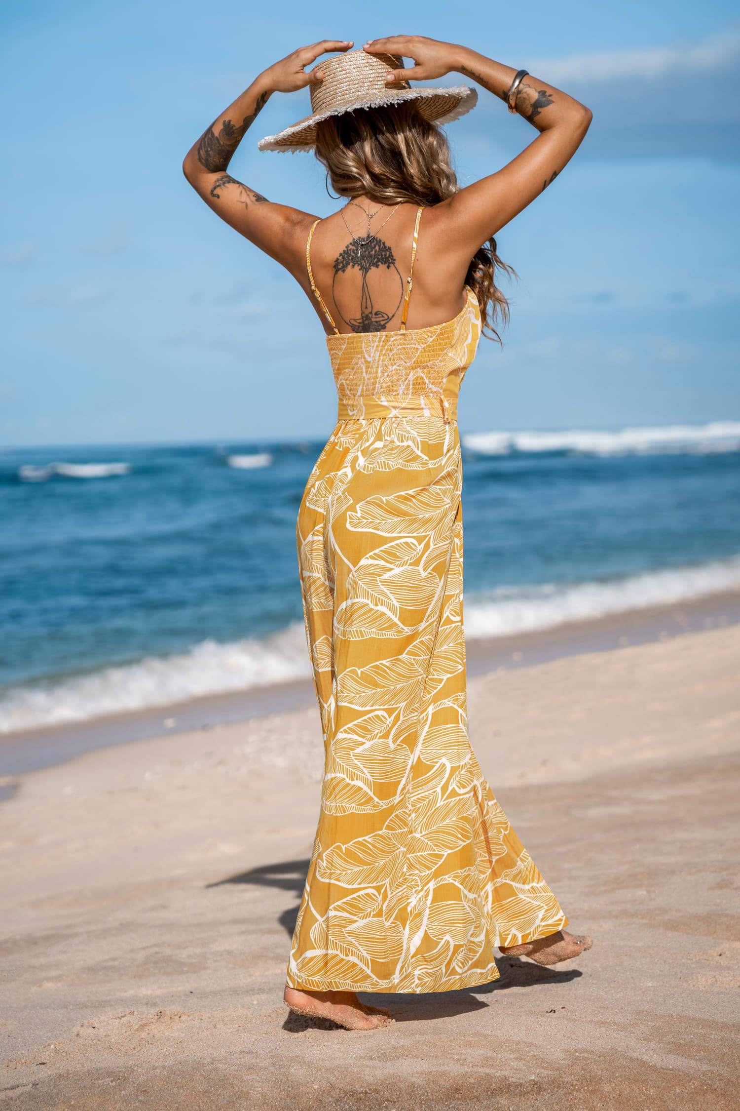 Tropical Sunshine Sleeveless Wide Leg Jumpsuit | Vibrant Comfort