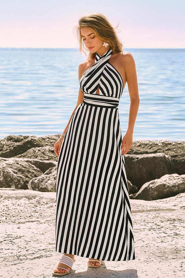 bohemian striped maxi dress Cupshe Honey Air Striped Maxi Dress - Multi