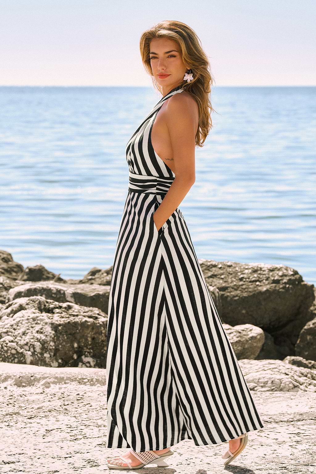 Vestido largo a rayas