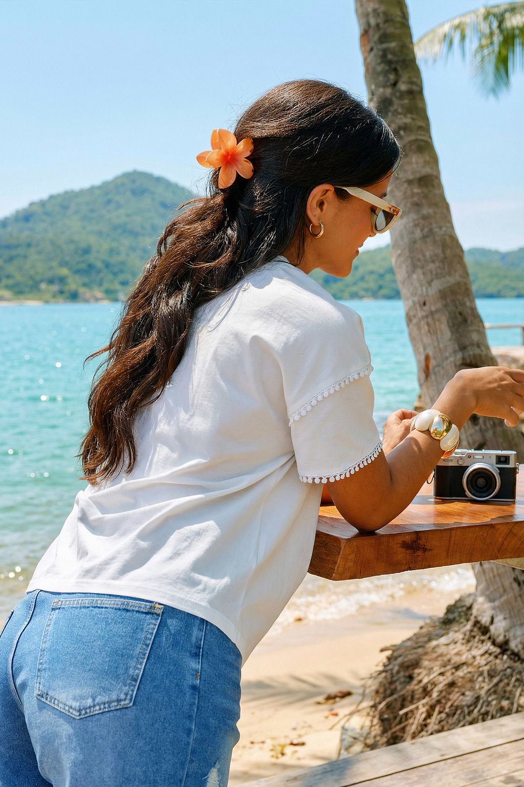 Weißes Kurzarm Lockeres T-Shirt mit Rundhalsausschnitt