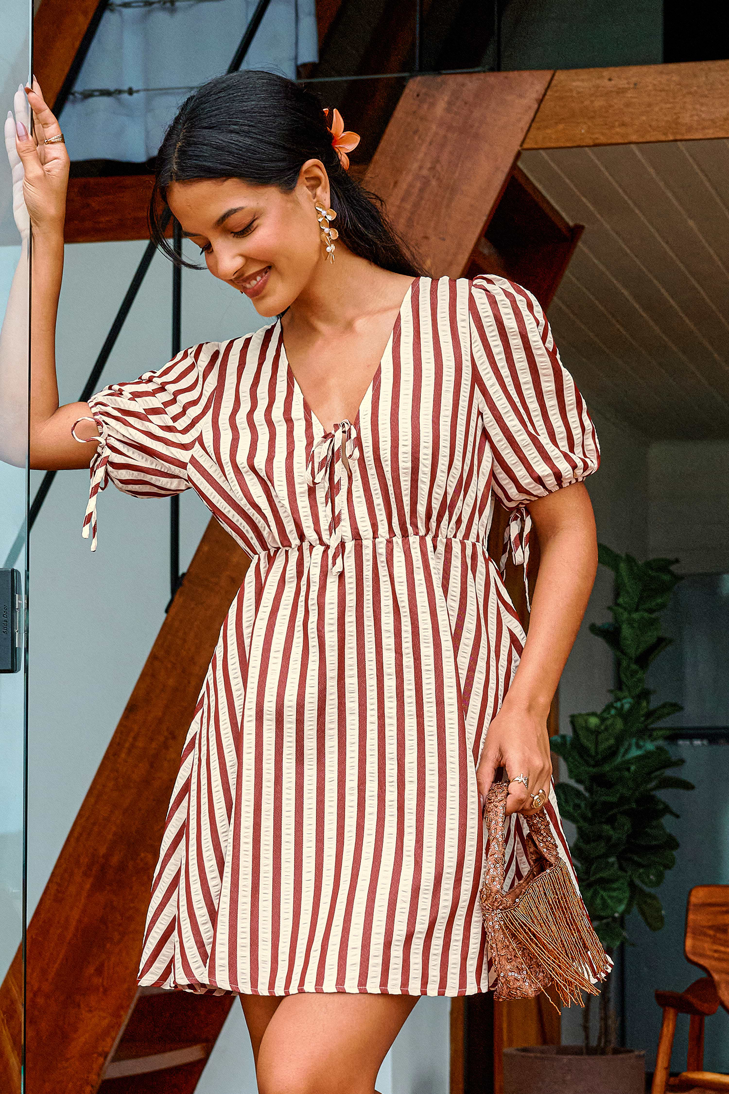 Cherry Vanilla Striped Mini Dress