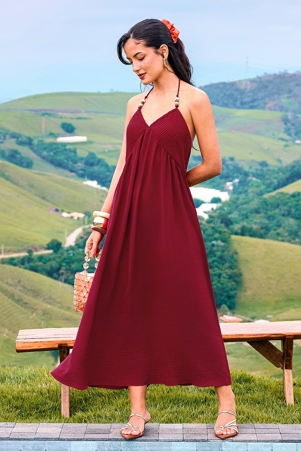 Abito lungo color vino  non bordeaux