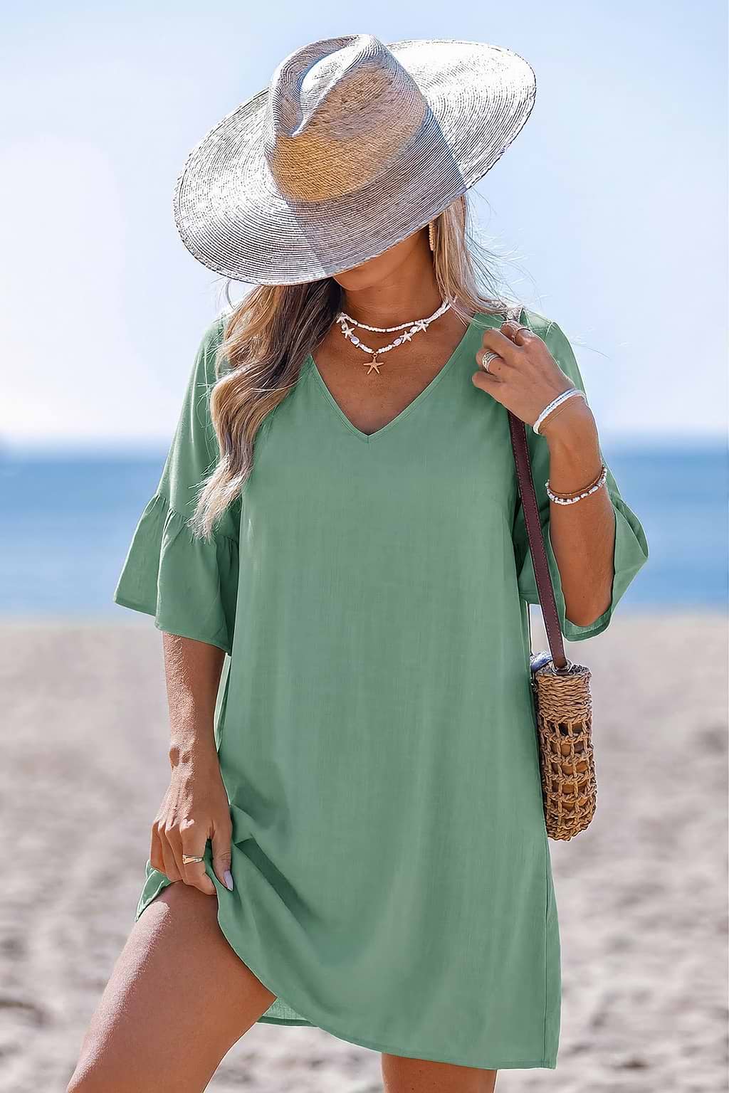 Feeling Weightless Green Cover-Up Mini Dress
