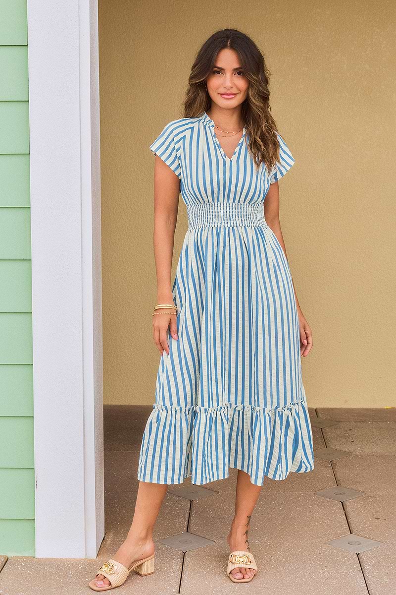 Sunset Cruise Striped Midi Dress