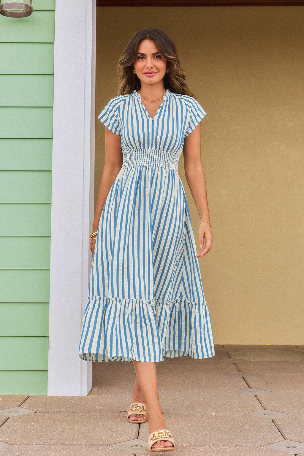Sunset Cruise Striped Midi Dress