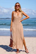 Barefoot Walk Camel Cover-Up Maxi Dress