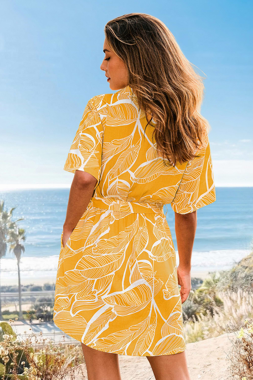 Soft Light Tropical Mini Dress
