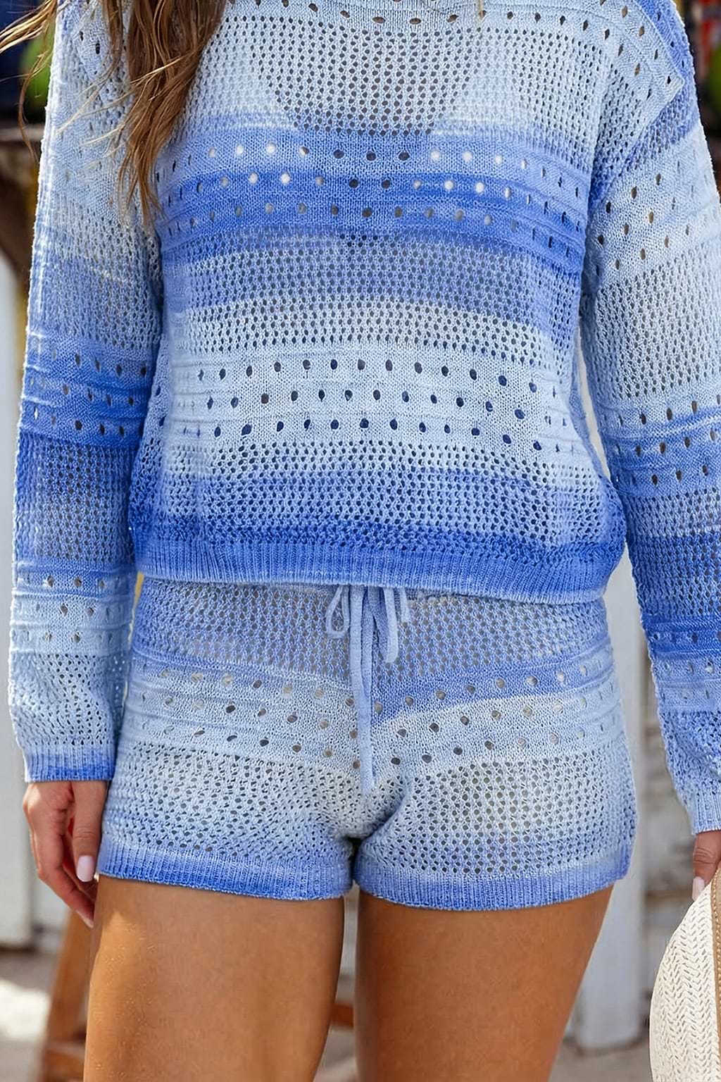 Sky Hues Striped Cover-Up Shorts