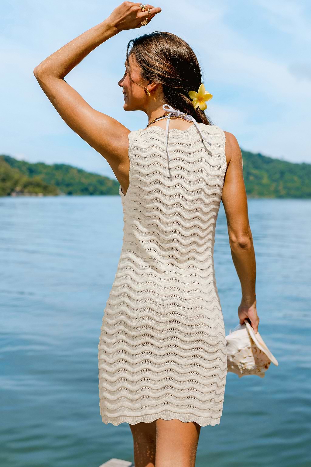 Sandy Waves Apricot Cover-Up Mini Dress
