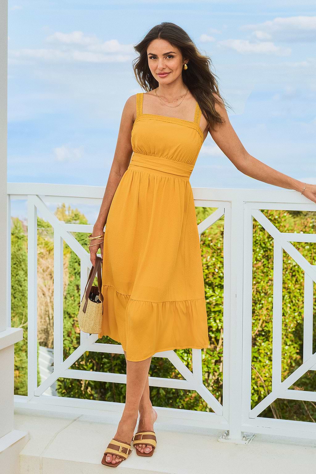 Citrus Picking Yellow Maxi Dress