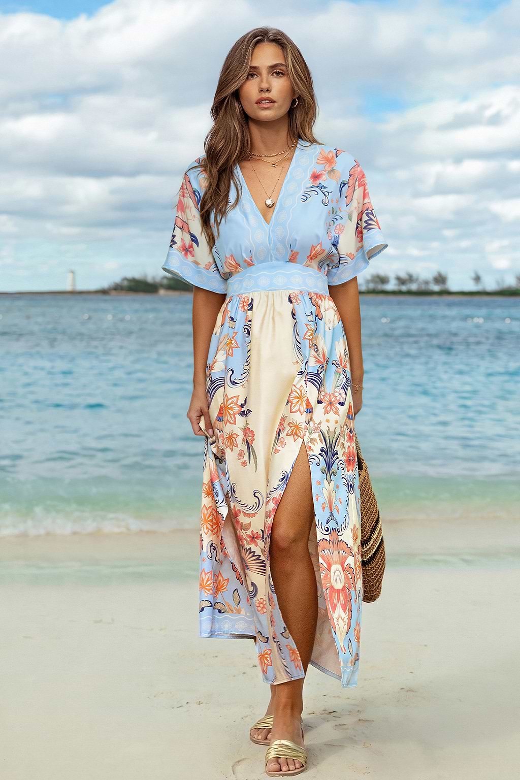 Watercolor Morning Floral Maxi Dress