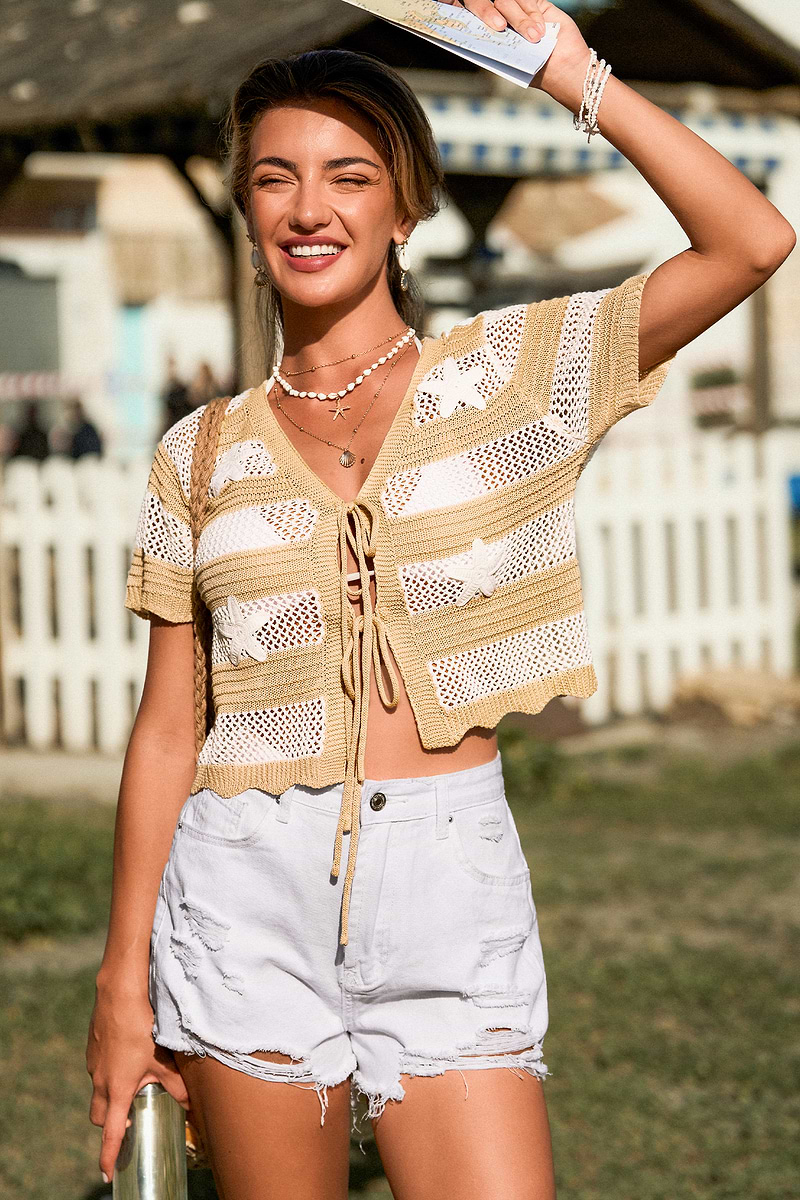 Toasted Marshmallow Striped Cover-Up Top