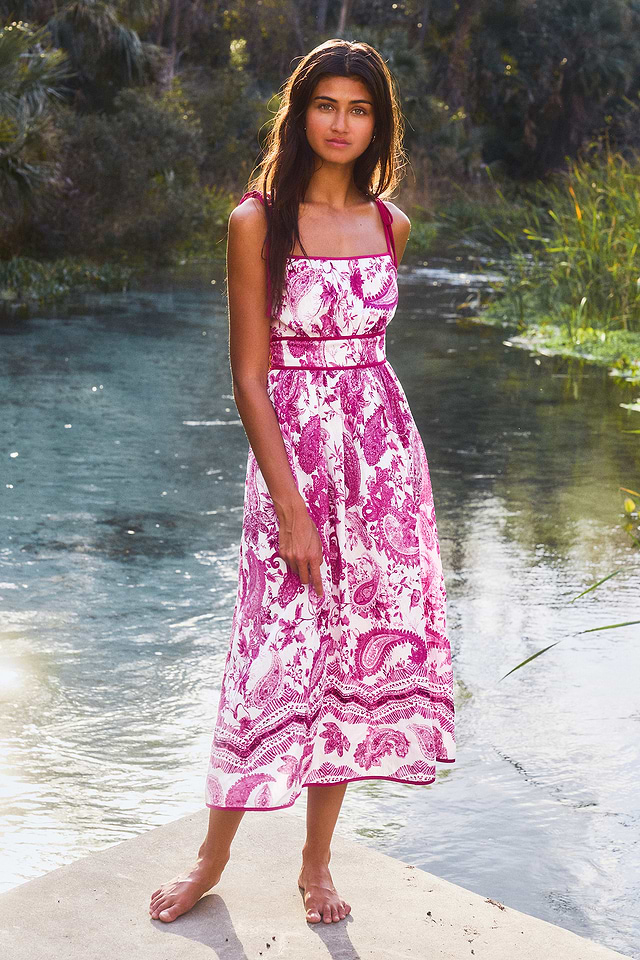 paisley midi dress Weekend in London Button Down S / green crisp cotton poplin in a fit Pink Paisley Square Neck Midi