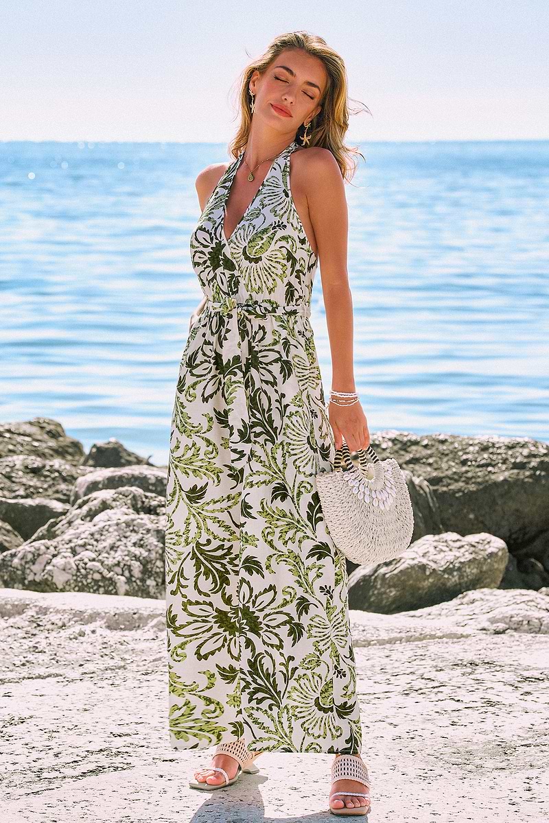 Combinaison florale marine sans manches