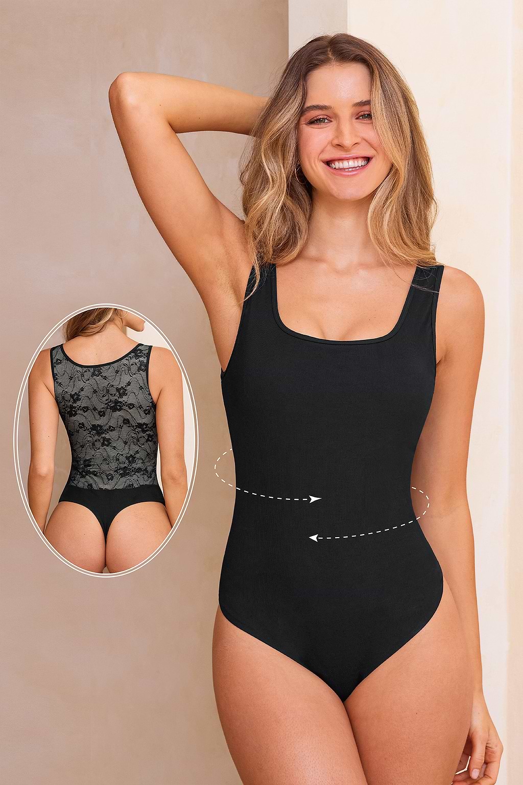 My Whole Heart Black Shapewear Bodysuit