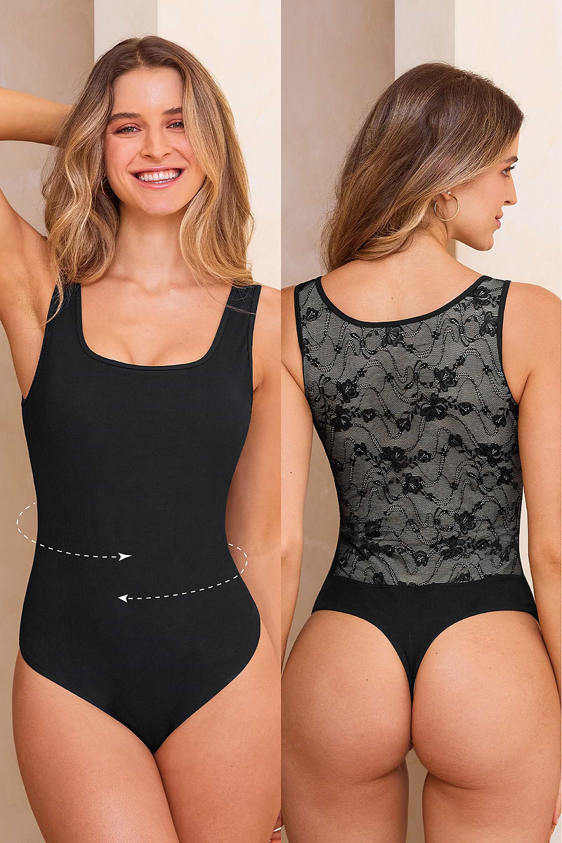 My Whole Heart Black Shapewear Bodysuit