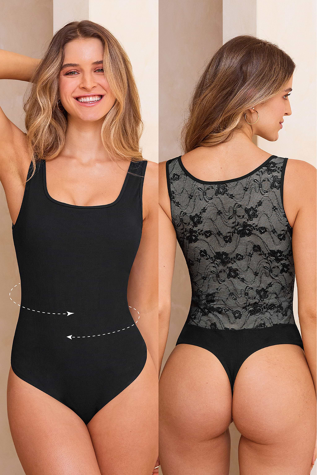 My Whole Heart Black Shapewear Bodysuit