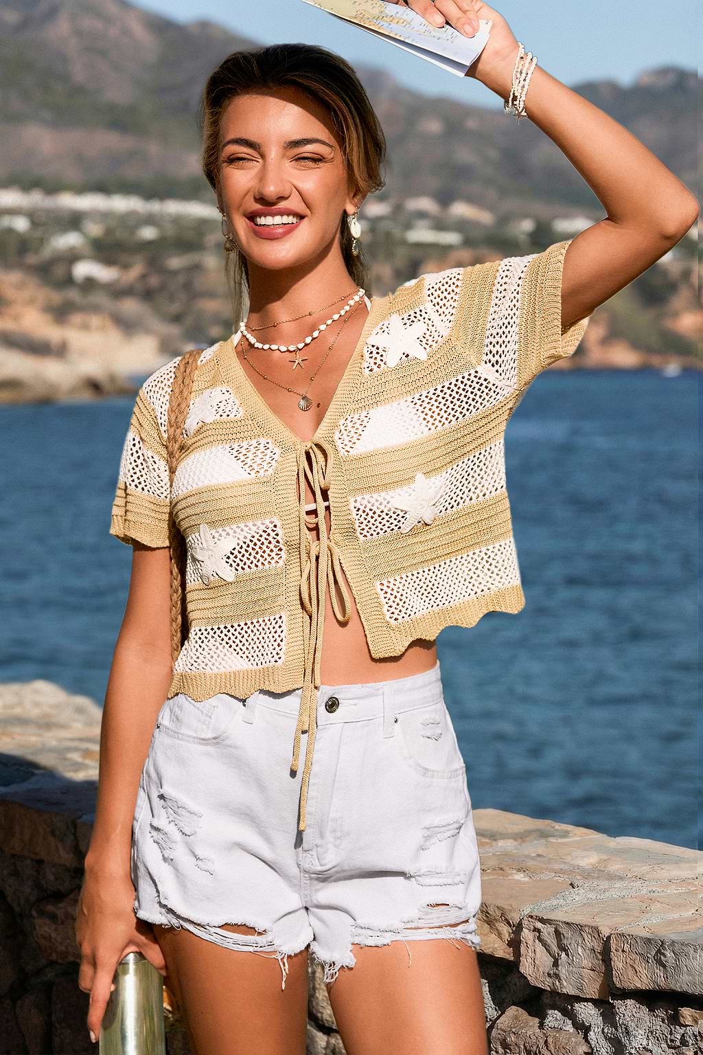 Toasted Marshmallow Striped Cover-Up Top