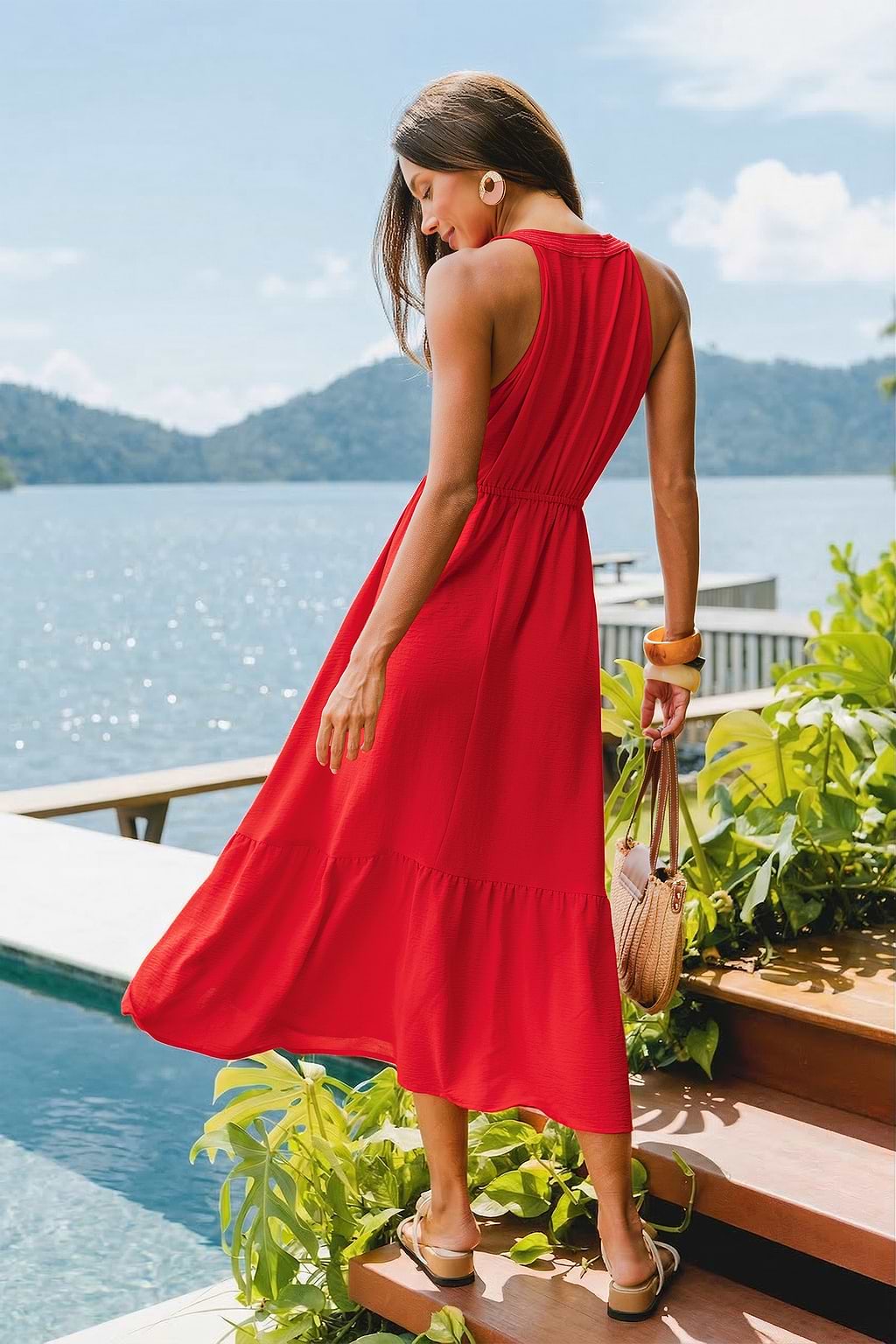 Under the Setting Sun Red Maxi Dress
