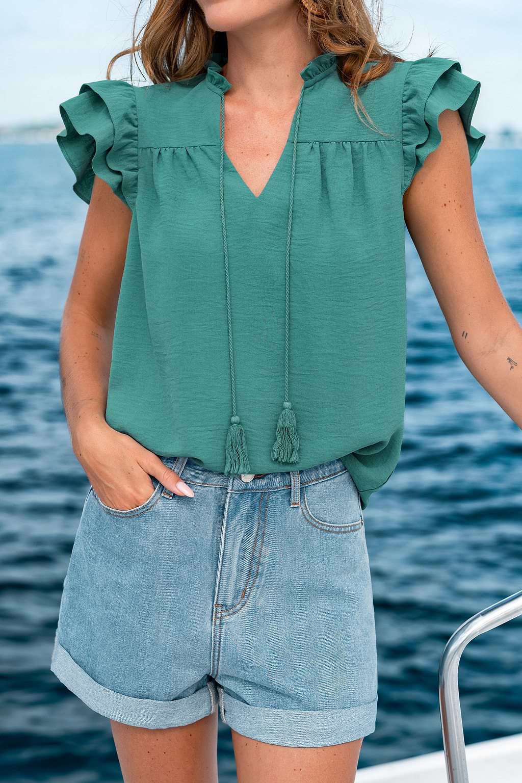 Stay for Sunset Green Top