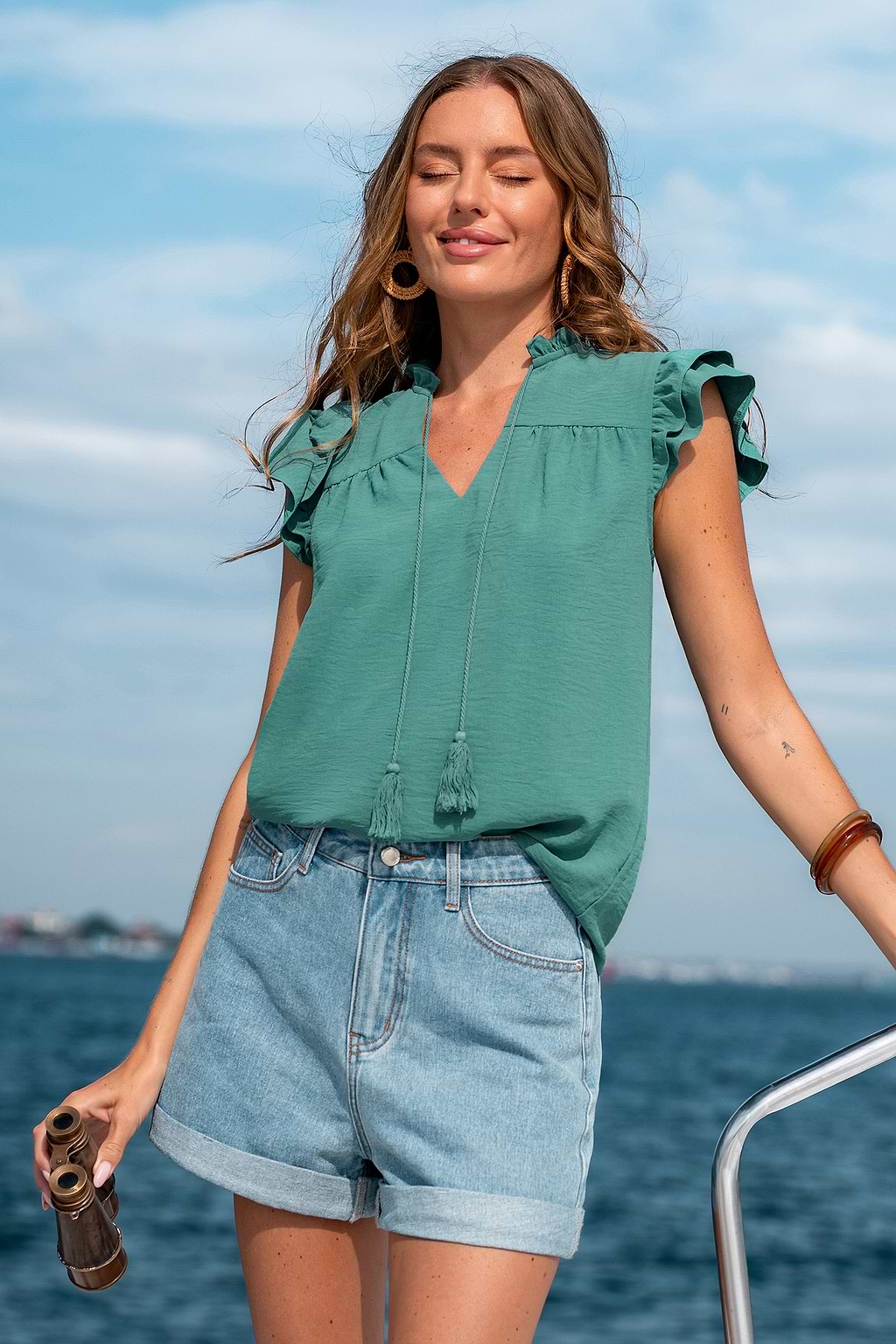 Stay for Sunset Green Top