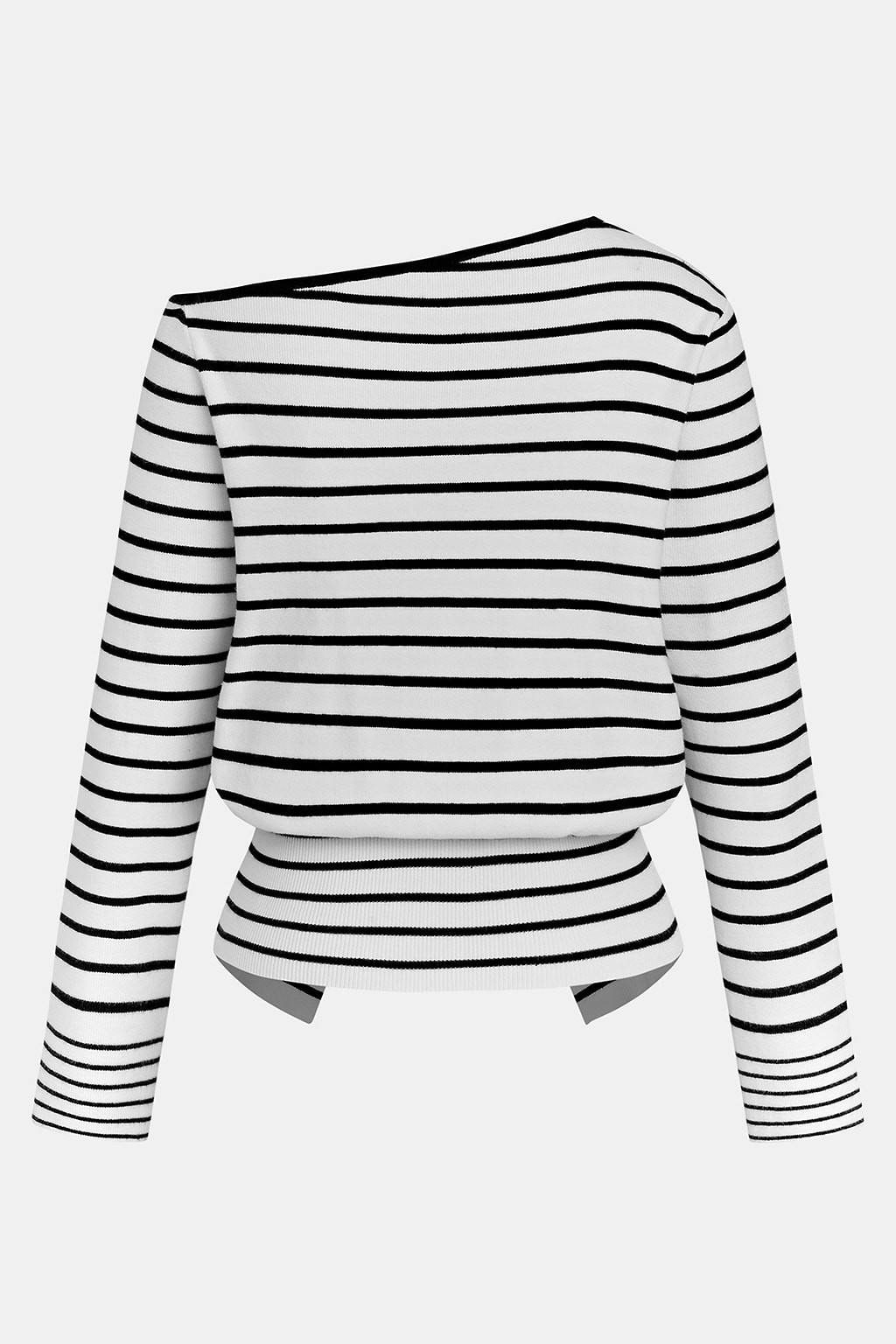 Pull à rayures col asymétrique ourlet fendu